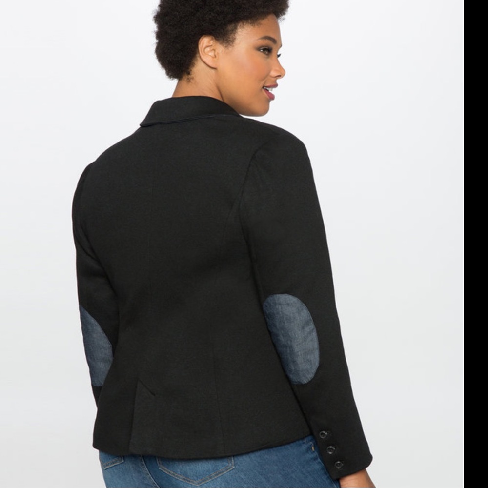 NWT Eloquii Elbow Patch Cotton Black Blazer 26